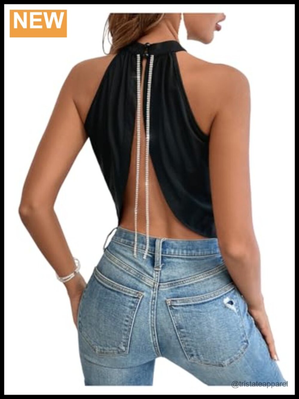 Sleeveless Halter Crop Top Asymmetrical Ruched Soft Stretch Black